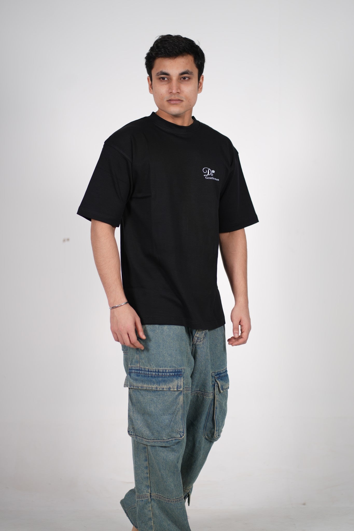 Premium Black Ribbed stylish Drop shoulder t Shirt – Men’s Exclusive Edition