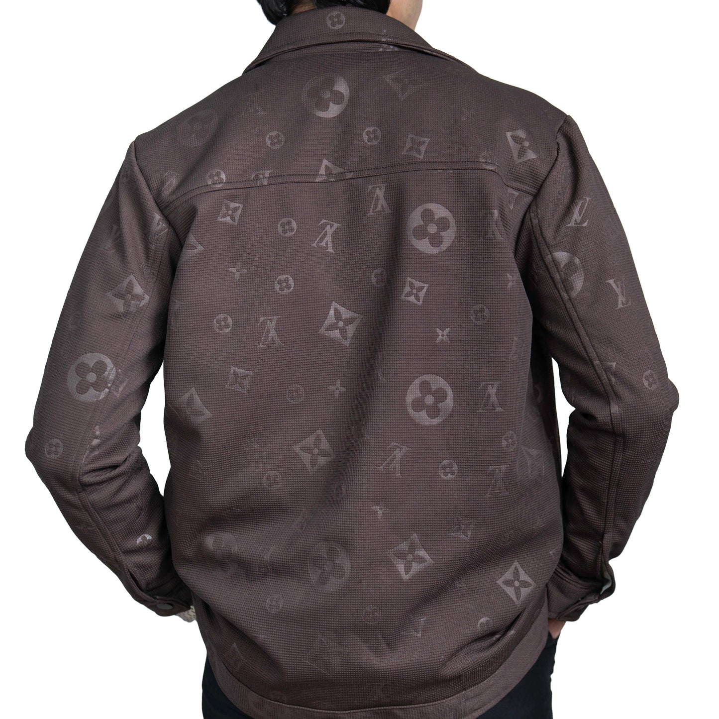 Men’s Coffee Vintage Allover Jacquard Cotton Shacket