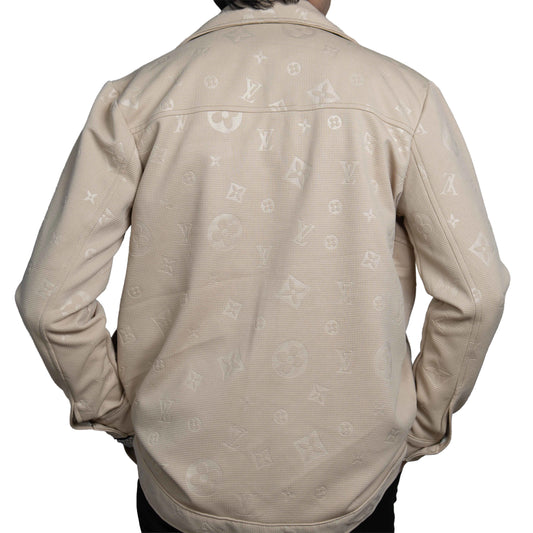 Men’s Dark Olive Vintage Allover Jacquard Cotton Shacket