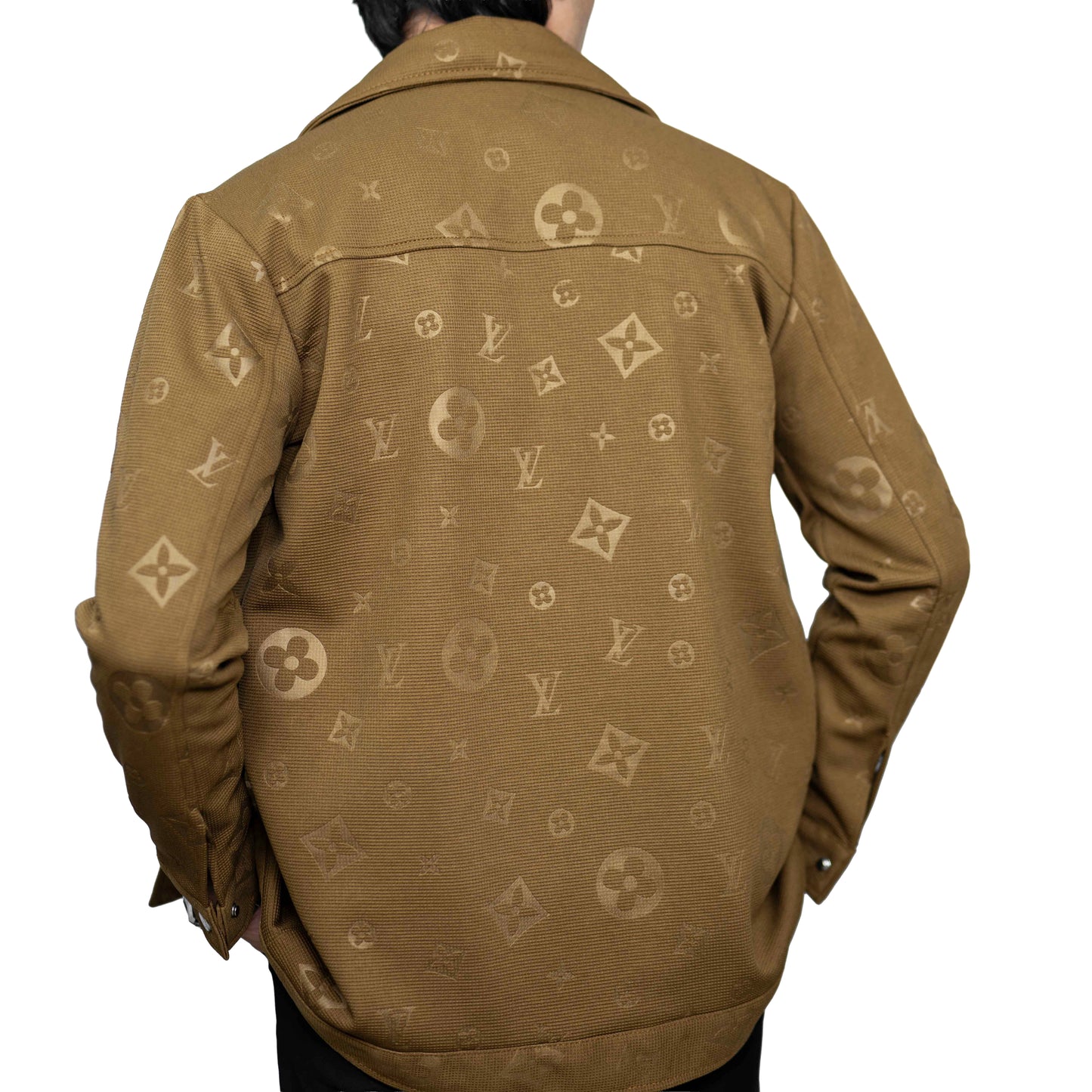 Men’s Allover Jacquard Shacket in Brown – Vintage Casual Style