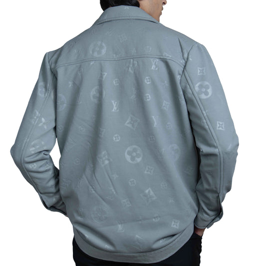 Men’s Slate Grey Vintage Allover Jacquard Cotton Shacket
