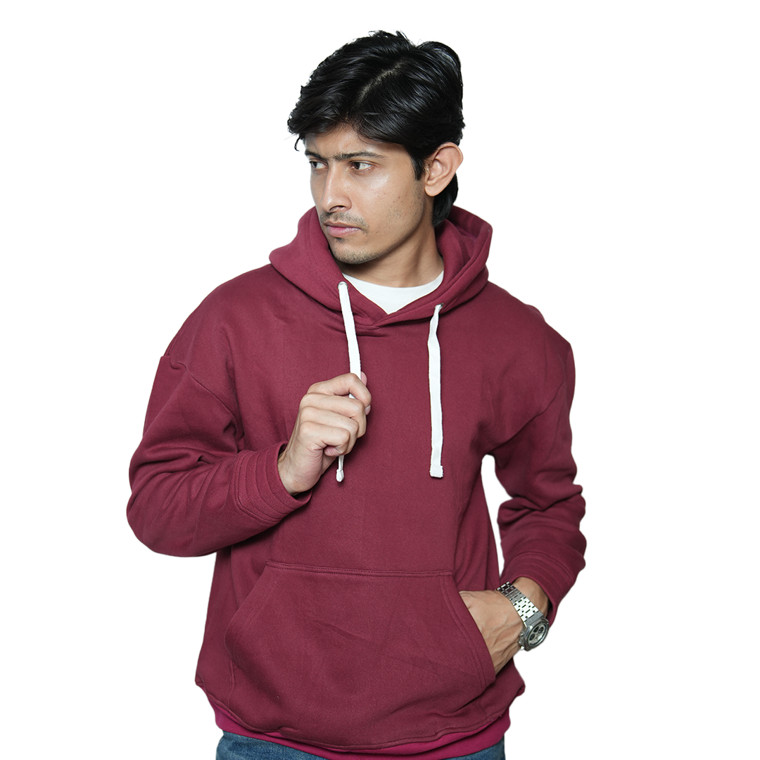 DTF Printed Burgundy Pullover Hoodie – Moth Design