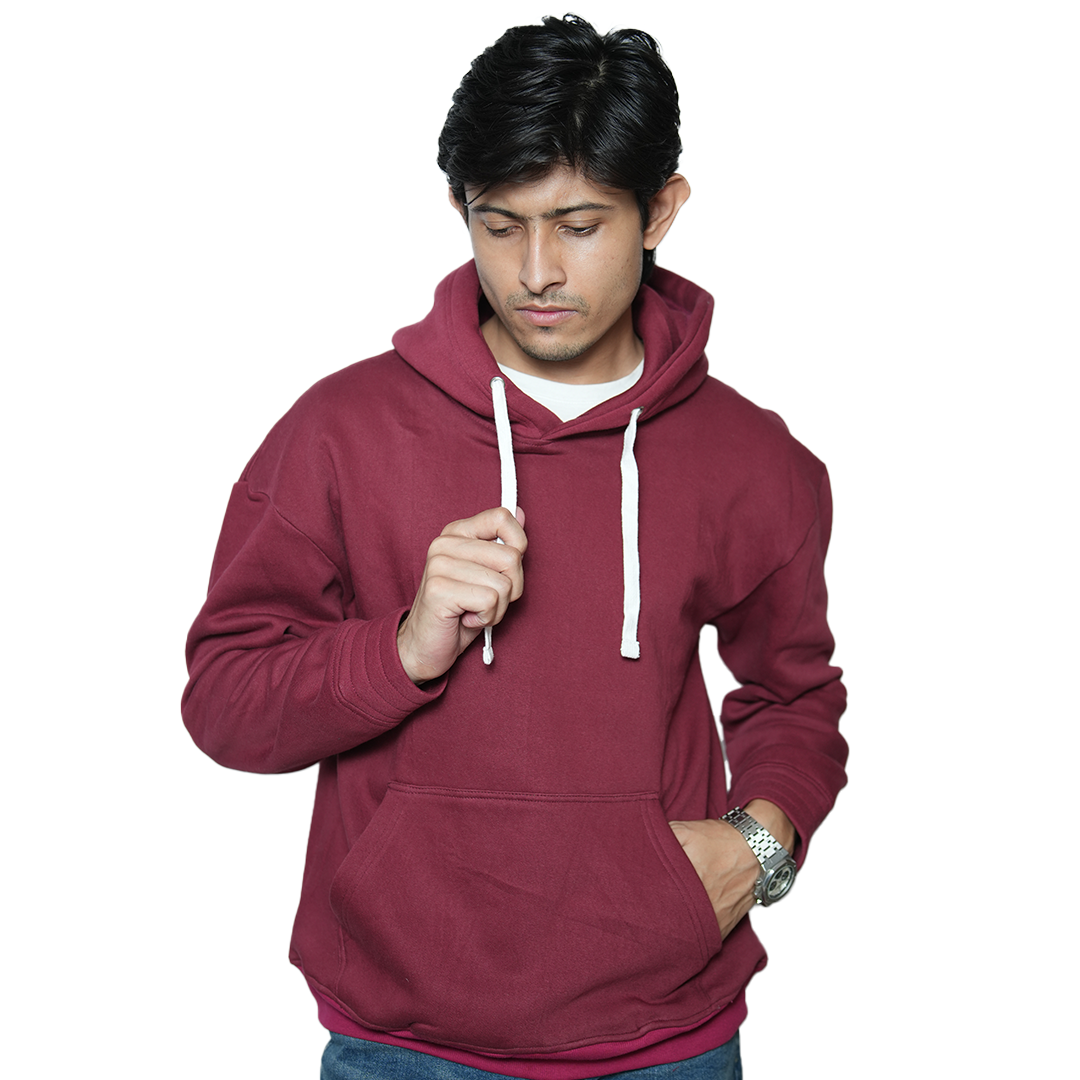 DTF Printed Burgundy Pullover Hoodie – Moth Design