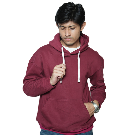 DTF Printed Burgundy Pullover Hoodie – Moth Design