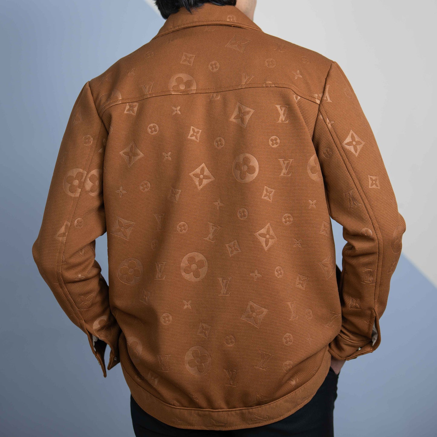 Men’s Dark Brown Vintage Allover Jacquard Cotton Shacket