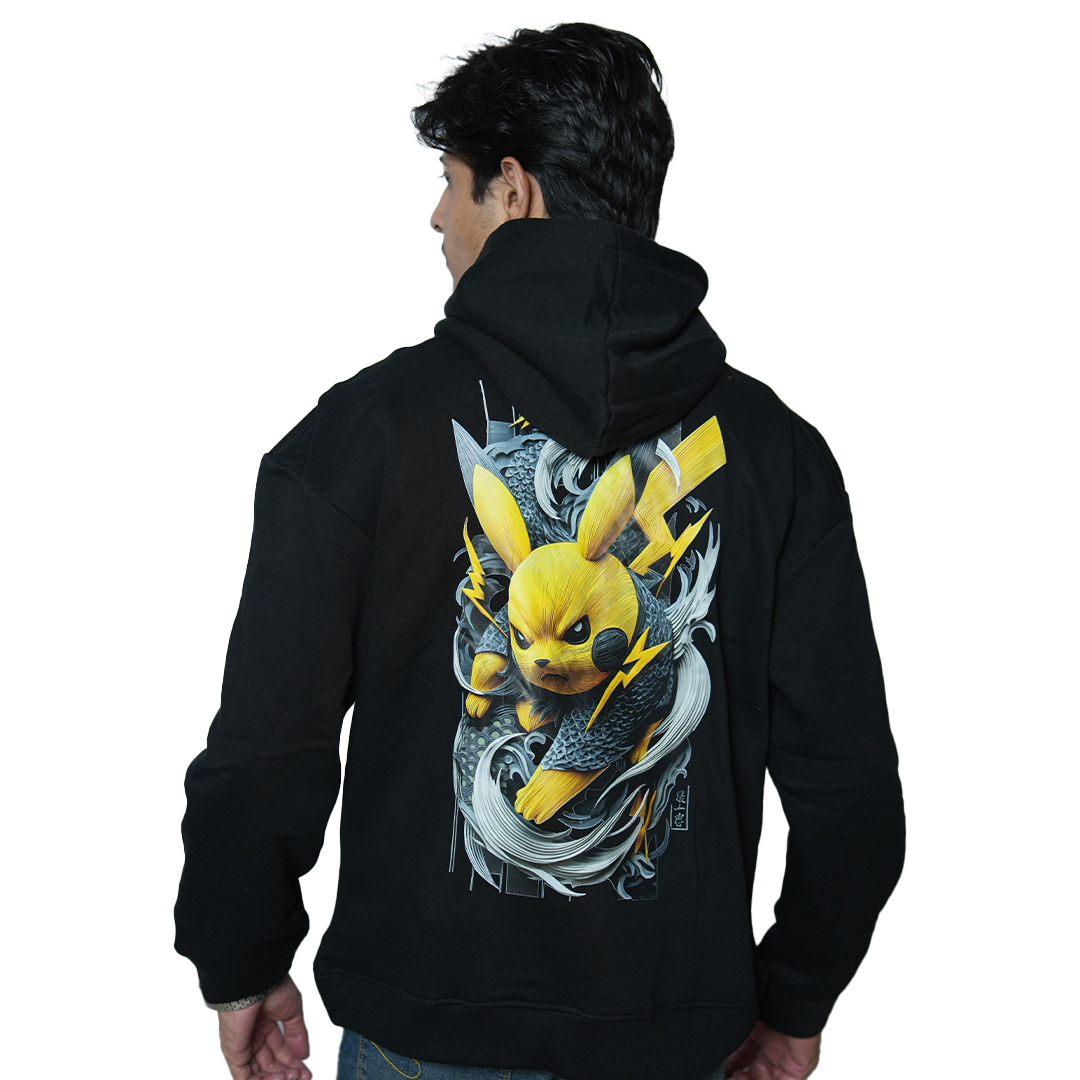 Oversized Pikachu Graphic Winter Hoodie